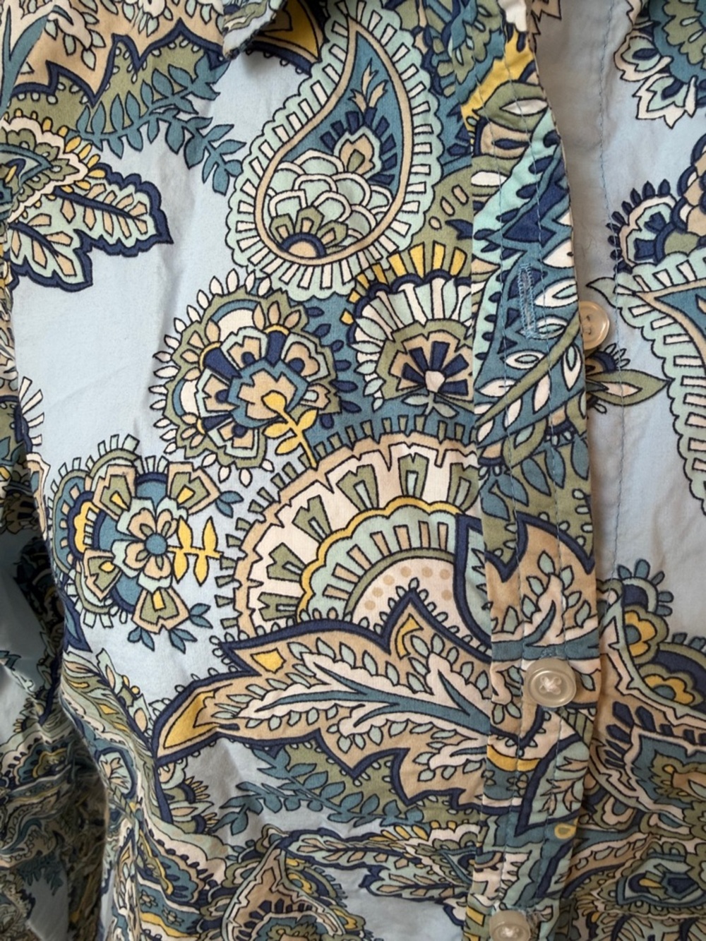 Charter Club Blue Paisley Button-Down Shirt - Picture 2 of 6